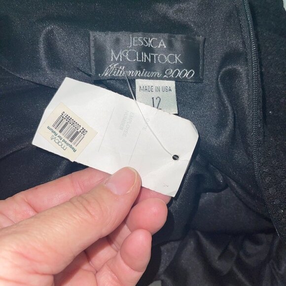 Jessica McClintock Halter Dress Womens Size 12 Millennium 2000 Black Sparkle NWT - Picture 4 of 12